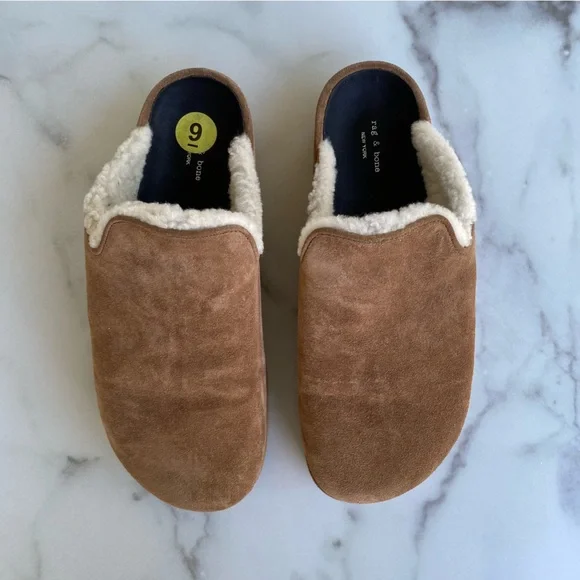 RAG & BONE Tan Suede Leather Sherpa Clog Mule Size EU 39 - Picture 4 of 7